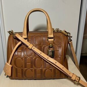 Carolina Herrera Brown Embossed Satchel - 
Andy 5